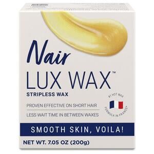 Nair Lux Wax Stripless (Net Wt 7.05 oz) Short Hair Hot Waxing Kit Gardenia Scent